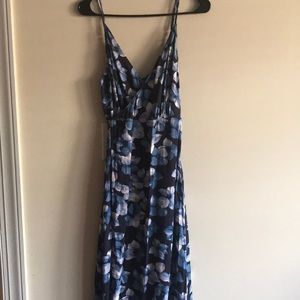 Reformation Blue Floral Wrap Midi Dress size 6